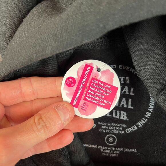 Anti Social Social Club Torn Pages Of Story Hoodie Sweatshirt Men's S Black NWT - Picture 7 of 12